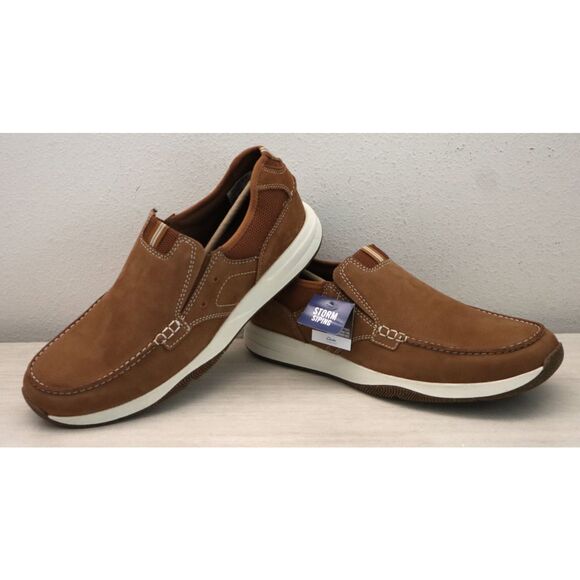 Clarks 26176975 Men\'s Sz 13W Light Tan Nubuck Sailview Step Slip-On Shoes